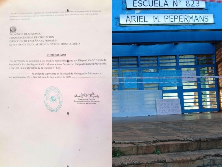 Escuela 823: separaron de manera provisoria y preventiva a la directora y el lunes definirán quién quedará a cargo