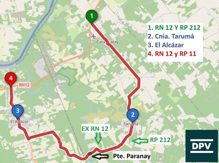 Acondicionan una vía alternativa a la Ruta 12 ante posibles nuevas crecidas del Paranay Guazú