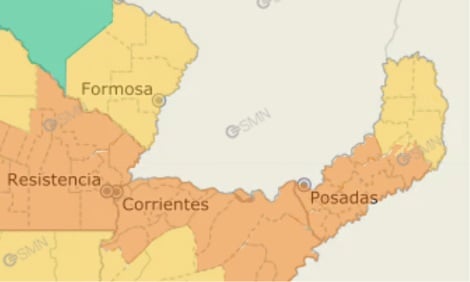 Elevan a naranja la alerta meteorológica para Misiones por tormentas fuertes